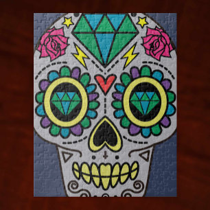 Puzzle Art de crâne en sucre gris, Jour des morts