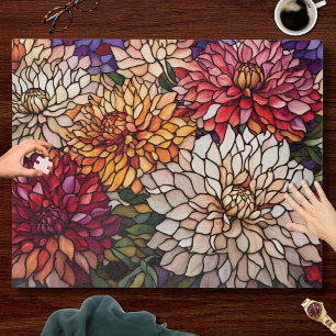 Puzzle Art de dahlia en verre coloré dans des tons de bij
