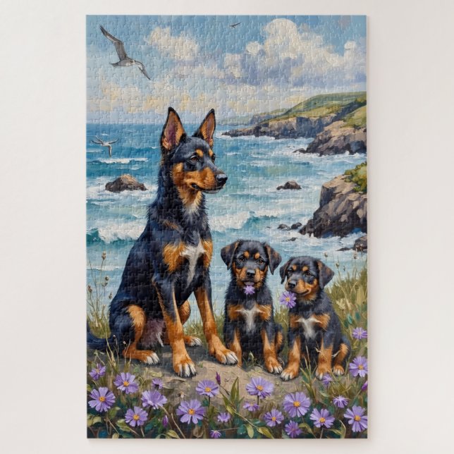 Puzzle Art de falaise côtière du Lundehund norvégien (Vertical)