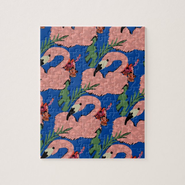 Puzzle Art de flamant rose dessiné à la main Hibiscus feu (Vertical)