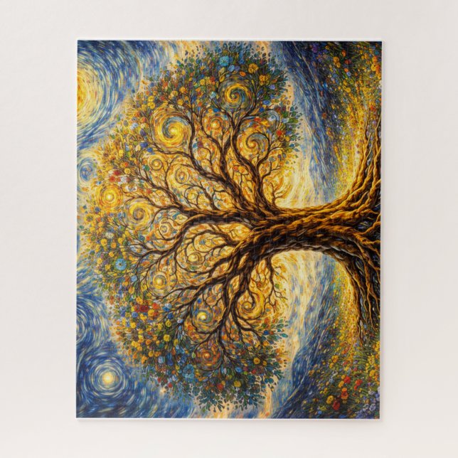 Puzzle art de géométrie sacrée arbre (Vertical)