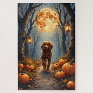 Puzzle Art de Halloween de Brittany Spaniel en forêt au c