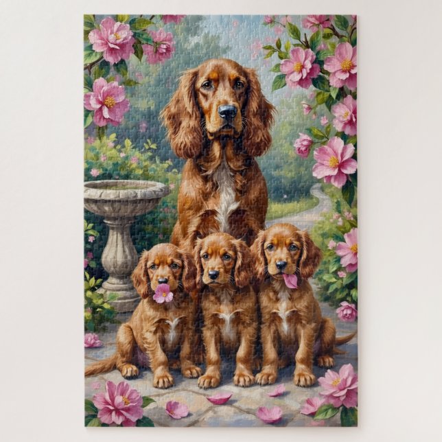 Puzzle Art de jardin de camélias avec Cocker Spaniel (Vertical)