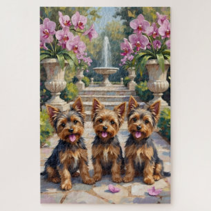 Puzzle Art de jardin d'orchidées Terrier du Yorkshire
