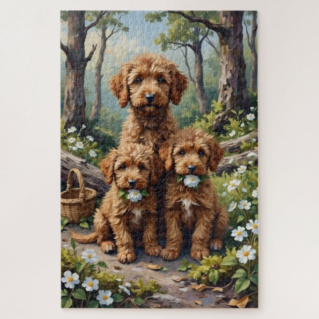 Puzzle Art de la Fleur de la Forêt du Lagotto Romagnolo (Vertical)