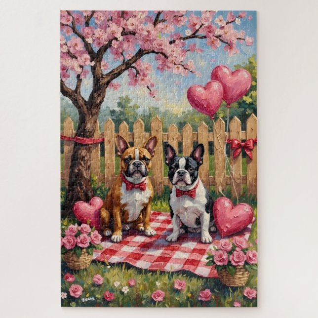 Puzzle Art de la Saint-Valentin pour Bouledogue Français (Vertical)