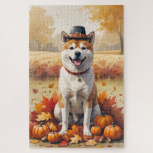 Puzzle Art de l'Akita dans les feuilles d'automne de Than