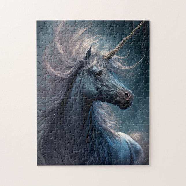 Puzzle Art de l'Imaginaire de la licorne noire (Vertical)