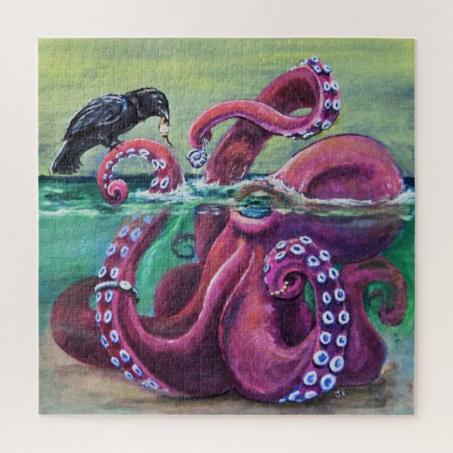 Puzzle Art de meilleurs amis mignons étranges de poulpe (Vertical)