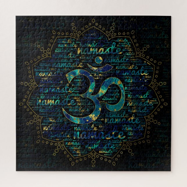 Puzzle Art de mot de Namaste dans Lotus avec le symbole (Vertical)