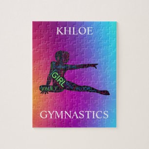 Puzzle Art de mots de gymnastique coloré personnalisé