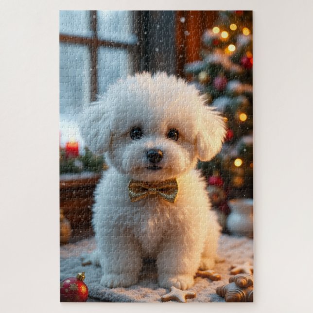 Puzzle Art de Noël Bichon Frise (Vertical)