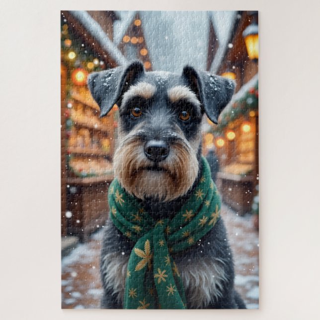Puzzle Art de Noël de Schnauzer (Vertical)