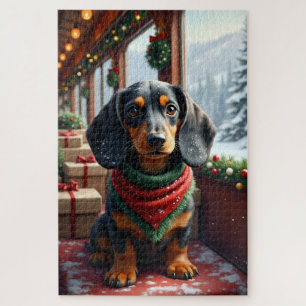 Puzzle Art de Noël de teckel