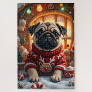 Puzzle Art de Noël sur le thème des Pug