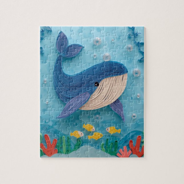 Puzzle Art de papier de baleineau doux (Vertical)