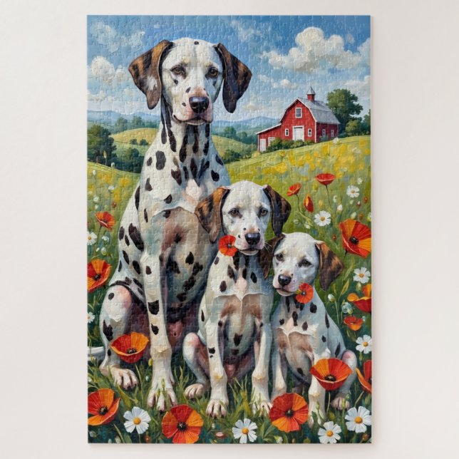 Puzzle Art de prairie de pavots dalmate (Vertical)