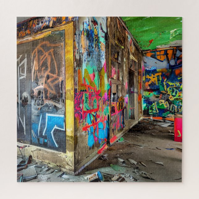 Puzzle Art de rue bâtiment abandonné personnalisé (Vertical)