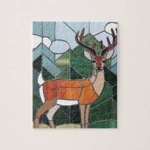 Puzzle Art de verre coloré, Style de cerf en verre coloré