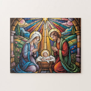 Puzzle Art de verre teinté de la Nativité – Noël de la Sa