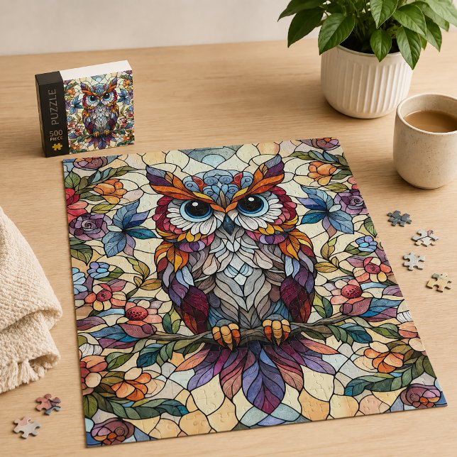Puzzle Art de vitrail de hibou (Créateur téléchargé)