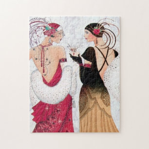 Puzzle art déco rétro dames vintages Noël