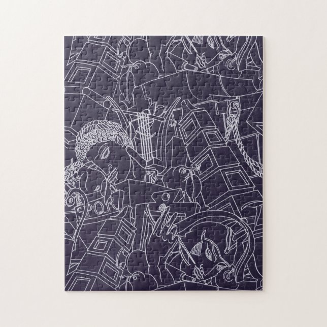 Puzzle Art Déco Romain SPQR Esthétique Violet Foncé Art (Vertical)