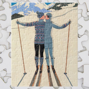 Puzzle Art Déco vintage, Amants en Neige par George Barbi