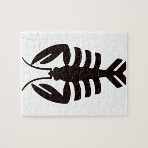 Puzzle Art Déco vintage fruits de mer, homard en noir
