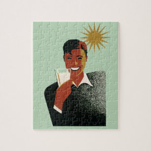 Puzzle Art Déco vintage, Homme avec Cocktail au soleil