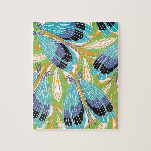 Puzzle Art Déco vintage jazz pochoir jardin insectes (Vertical)