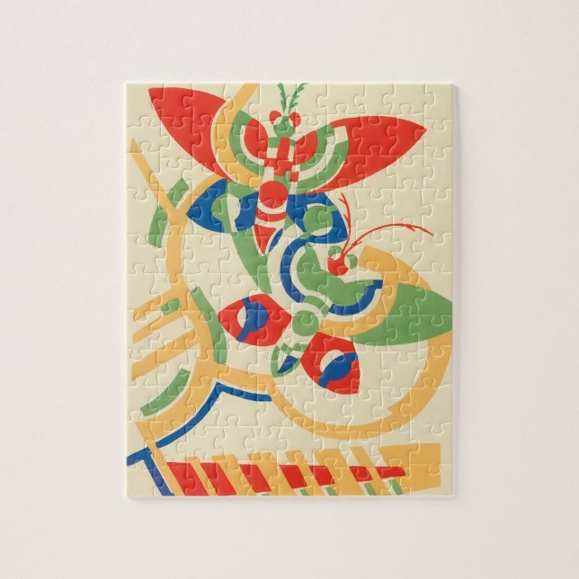 Puzzle Art Déco vintage jazz pochoir jardin papillons (Vertical)