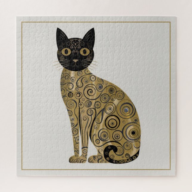 Puzzle Art décoratif de chat noir dans le style de Gustav (Vertical)