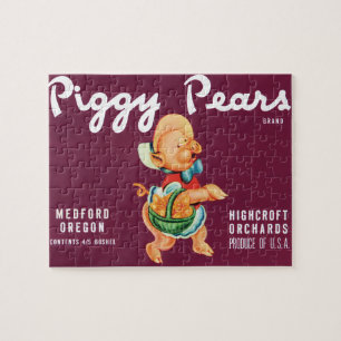 Puzzle Art d'étiquette de caisse de fruits vintage avec P