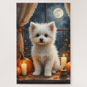 Puzzle Art d'Halloween gothique cosy Coton de Tulear