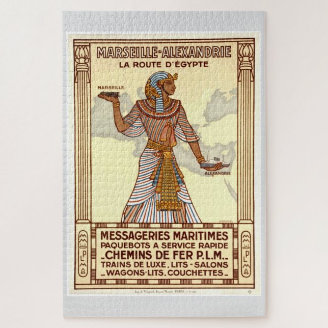 Puzzle Art d'illustration de voyage en Egypte vintage (Vertical)