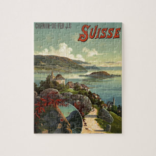 Puzzle Art d'illustration de voyage en Suisse vintage