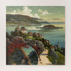 Puzzle Art d'illustration de voyage en Suisse vintage