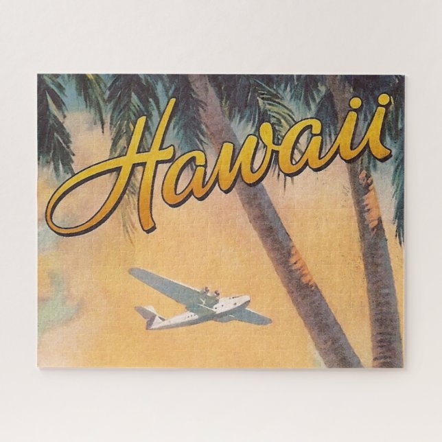 Puzzle Art d'illustration de voyage vintage Hawaii (Horizontal)