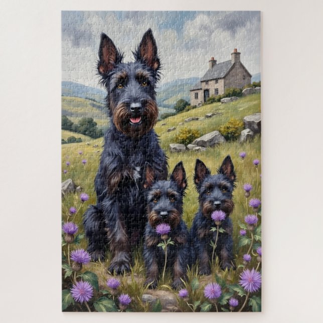 Puzzle Art du chardon des Highlands Terrier Écossais (Vertical)