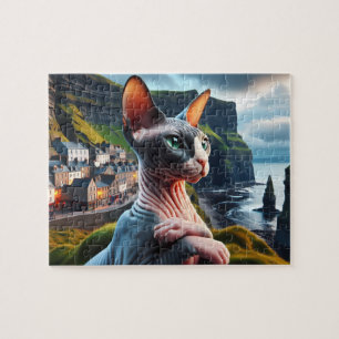 Puzzle Art du chat Sphynx Falaises de Moher Irlande Beau