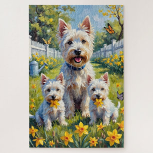 Puzzle Art du jardin de jonquilles Westie