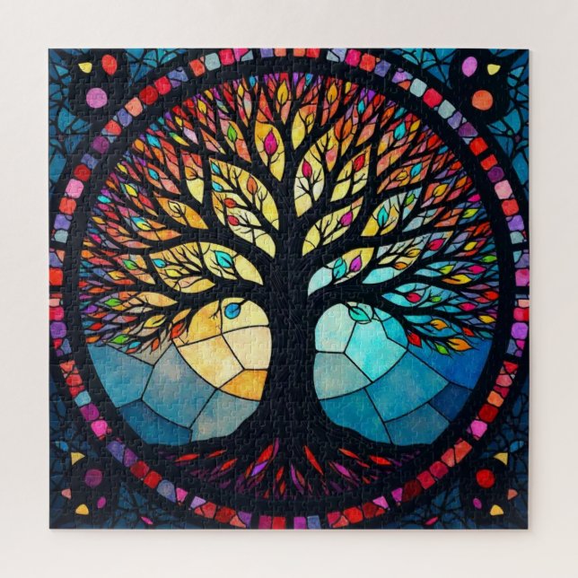 Puzzle Art en verre tendu, Arbre de vie Verre tendu (Vertical)