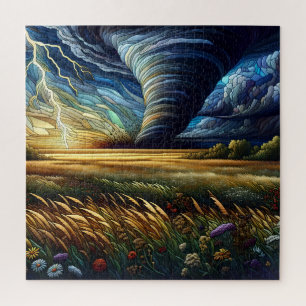 Puzzle Art en verre tendu de la tornade des Prairies