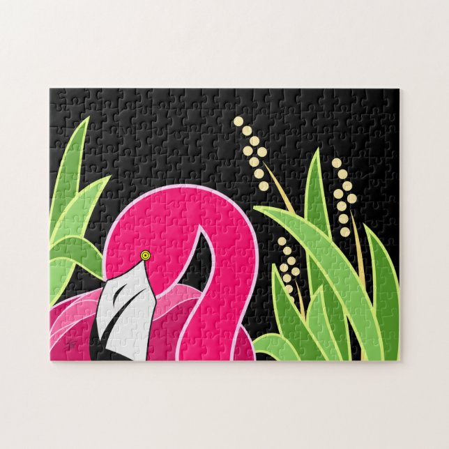 Puzzle Art Flamant rose rose Abstrait (Horizontal)