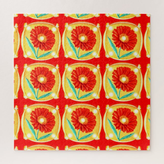 Puzzle Art floral orangé (Vertical)