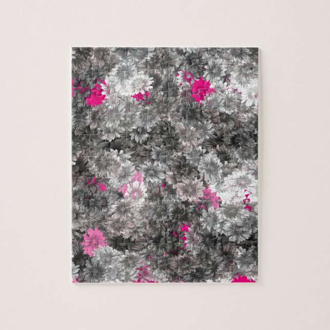 Puzzle Art floral rose et gris (Vertical)