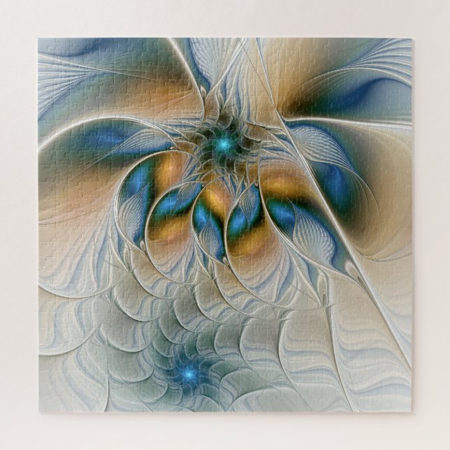 Puzzle Art fractal abstrait et aérien avec du bleu (Vertical)