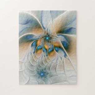 Puzzle Art fractal abstrait et aérien avec du bleu