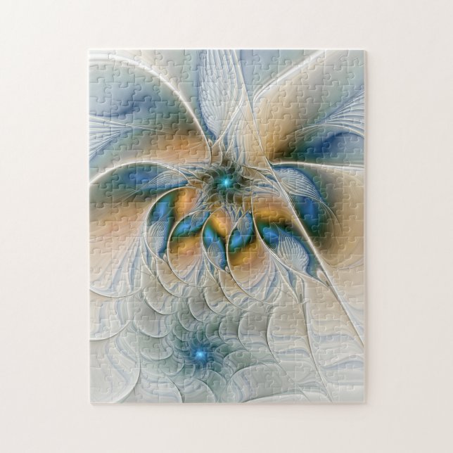 Puzzle Art fractal abstrait et aérien avec du bleu (Vertical)